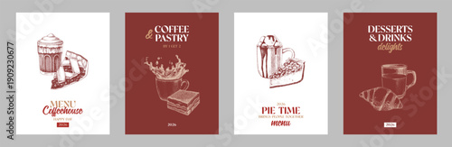 Bakery sketched menu elements vector