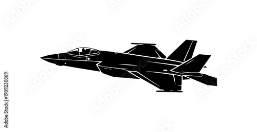 Modern Stealth Fighter Jet Vector Silhouette