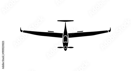Glider Aircraft Vector Silhouette - Minimalist Black Line Art