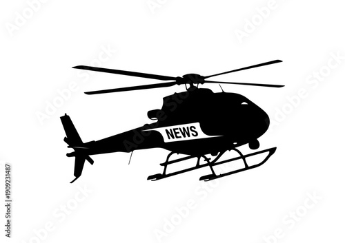 Black Helicopter News Vector Silhouette