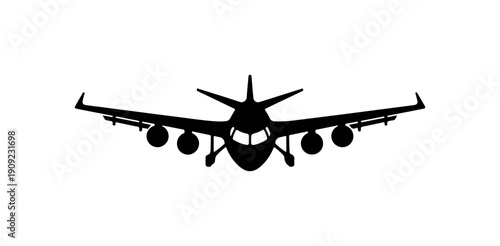 Black Military Transport Aircraft Vector Silhouette