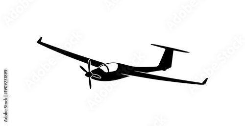 Minimalist Black Glider Aircraft Vector Silhouette