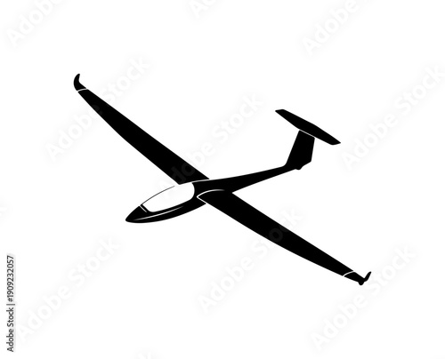 Glider Aircraft Vector Silhouette - Minimalist Black Design