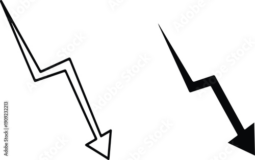 Downward trend charts showing decline and negative growth