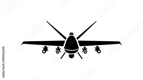 Black Drone Aircraft Vector Silhouette