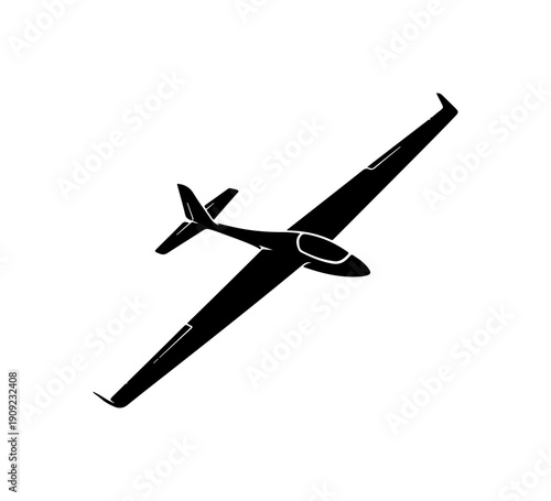 Minimalist Glider Aircraft Vector Silhouette
