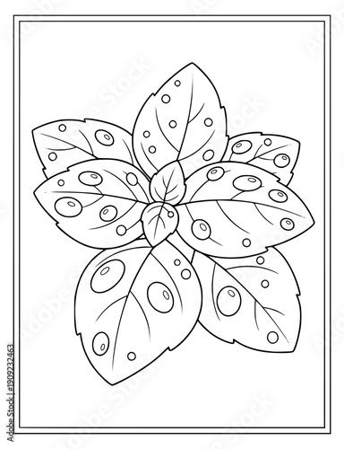 Bird perched on a botanical plant coloring page for kids to enjoy art