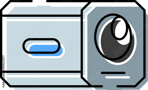 Projector icon representing modern electronic equipment used for displaying video, movies, and presentations, symbolizing entertainment and technological advancement