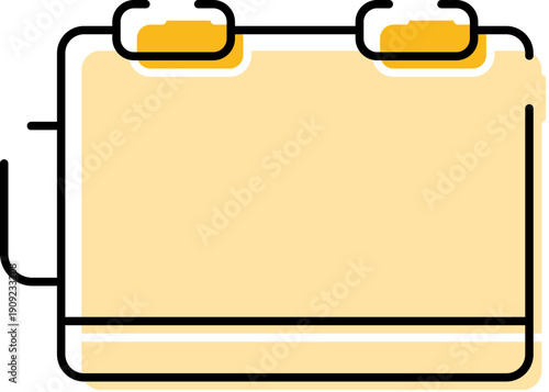 Simple line art illustration featuring a calendar icon with yellow fill, representing important dates, appointments, and effective time management for business and personal planning