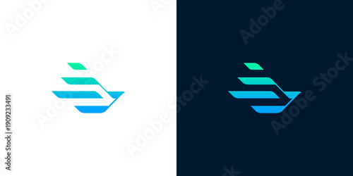 Abstract geometric logo design with flowing lines and gradient colors, representing innovation and technology