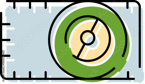 Measuring tape icon with a compass, representing concepts of measurement, calculation, and orientation, providing accurate metric information for planning and mapping