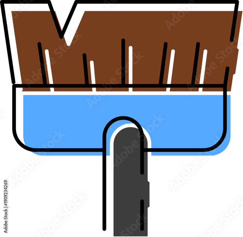 Floor cleaning broom, an essential household and janitorial tool for sweeping dirt and debris, presented as a flat style icon on a clean white background