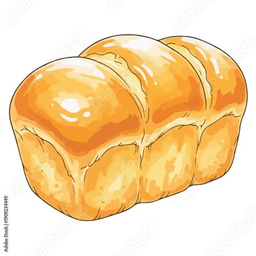Golden brown bread loaf illustration on black background, 55 reference