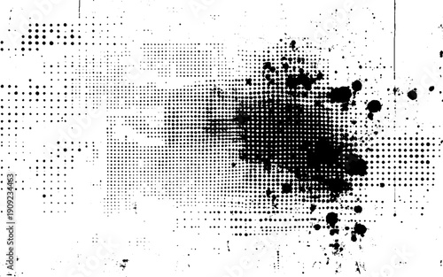 Monochrome Halftone Distress Texture. 