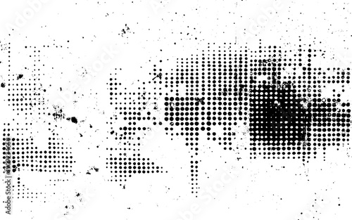 Dirty Halftone Dots Texture Overlay. Urban Halftone Ink Splash Texture