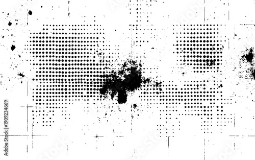 Vintage Halftone Grunge Print Background. Urban Halftone Ink Splash Texture