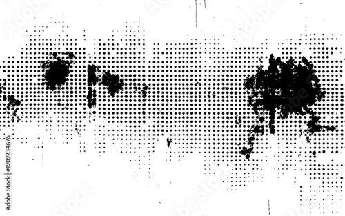 Black and White Halftone Grunge Texture. Vintage Halftone Grunge Print Background