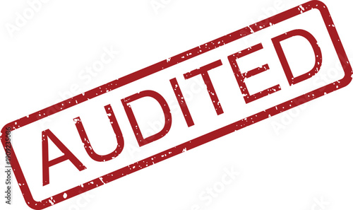 A red rectangular rubber stamp with the word  AUDITED displays a grunge texture