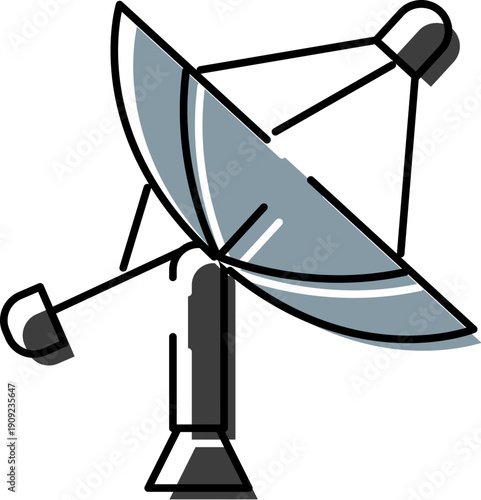 Satellite dish with receiver, illustrating broadcasting and receiving signals, representing global communication, media, internet, and information technology