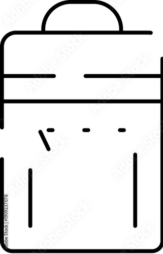 Backpack line icon illustration showing a simple travel bag or school supply, perfect for outlining concepts of journey, education, and storing personal items in a minimalist design