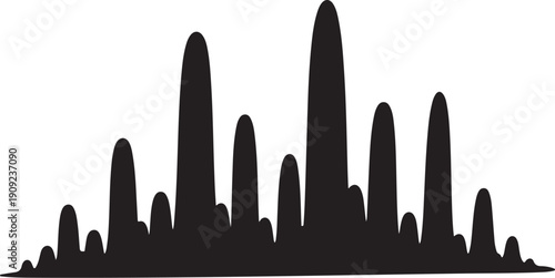 Black silhouette of a city skyline on white background