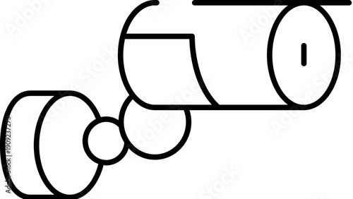 Security camera icon depicting surveillance, monitoring, and protection, symbolizing modern technology for safety and observation in a clean, minimalist line art style