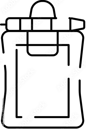 Hip flask presenting a line art illustration for alcohol, spirits, or whiskey, suitable as an outline icon, reflecting concepts of beverage, drink, and liquor