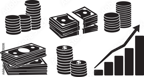 Financial growth concept with money and graph illustration