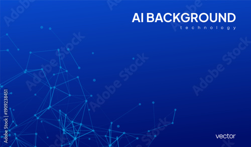 Abstract blue Ai big data futuristic background. Cyber connection science dot and lines backdrop for presentation, website or poster. 