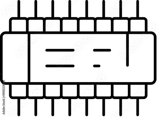 Processor chip icon symbolizing microchip technology, electronic hardware, computer engineering, digital data, and computational components for various tech applications