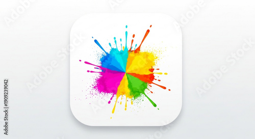 Vibrant colorful paint splatter design on white background for creative projects and artistic expression