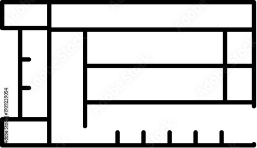 Measuring tape tool icon displaying units and lines, representing concepts of measurement, precision, length, scale, accuracy, building, engineering, and construction tasks