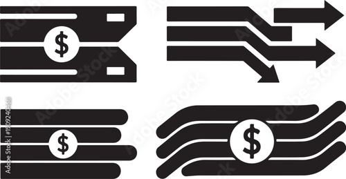 Financial symbols and icons for business and money concepts