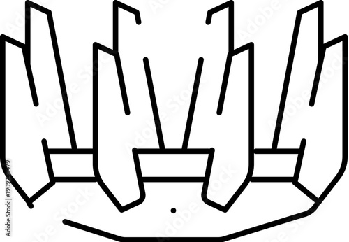 Line art crown representing royal authority and leadership, depicting a decorative piece of headwear often associated with kings, queens, and historical rulers as a symbol of nobility