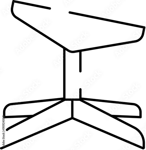 Office stool or chair with castor wheels featuring a minimalist outline design, representing modern furniture or seating in a simple line art drawing style