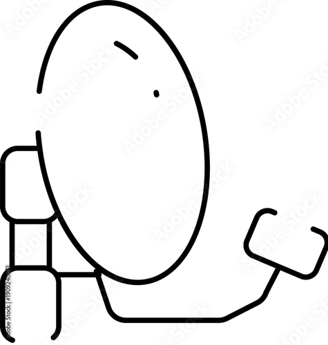 Satellite dish icon showing a parabolic antenna sending and receiving radio waves, symbolizing global communication, broadcasting and modern digital data transmission technology