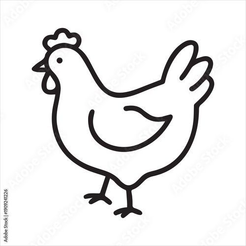 Outline illustration of a chicken standing alone