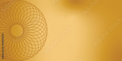 Abstract golden geometric mandala background with smooth gradient texture, elegant symmetry, modern design, and warm decorative pattern for branding and technology use.