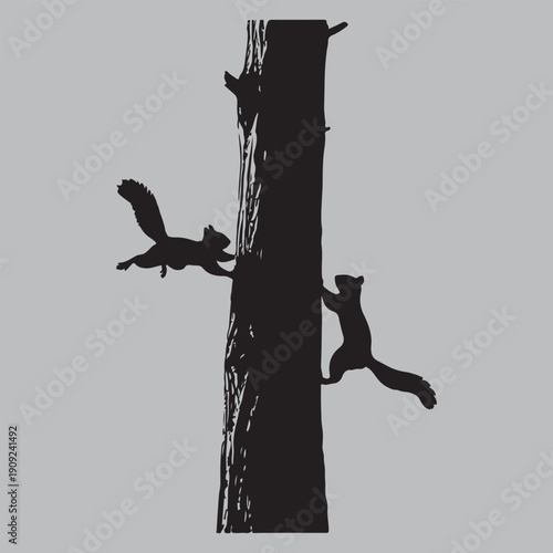 squirrel play silhouette vector design art and illustration