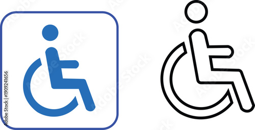 Handicap wheelchair accessibility symbols on transparent background