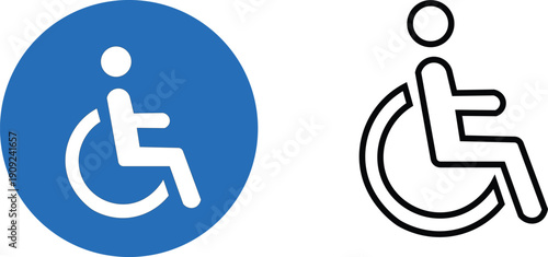Handicap Wheelchair Accessibility Symbols on Transparent Background