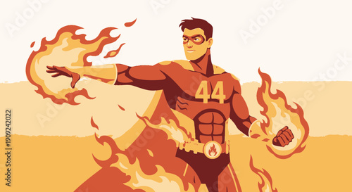 Illustration of a Man with Fire Surrounding Him.