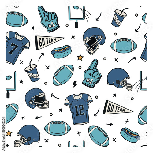 Music Instruments Band Doodle Pattern, Drum Guitar Headphone Clipart Set, Retro Music Element Illustration Bundle, Rock Band Equipment Graphic Design, Musical Note Vinyl Record Collection, Blue Teal M