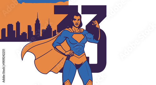 Superhero Man Standing with Fist Raised.