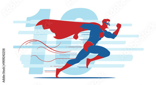 Superhero Running with Cape Flowing Freely.