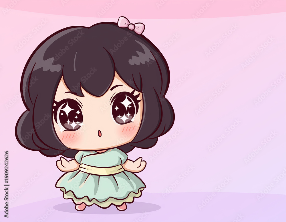 Fototapeta premium cartoon girl with blinking eyes