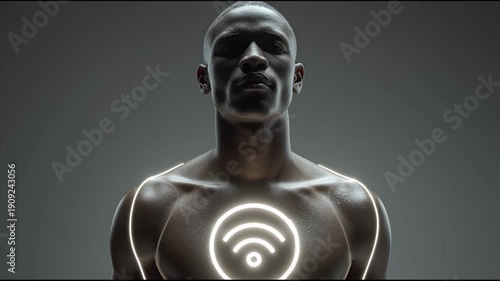 Futuristic human body with wireless connection technology concept