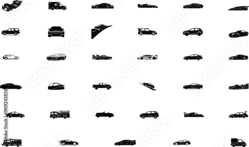 Collection of 35 small black smudges on white background