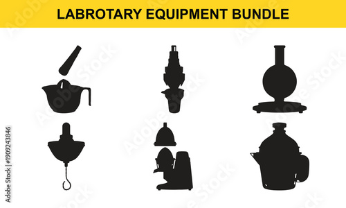 Labrotary equipment bundle silhouette laboratory supplies and tools