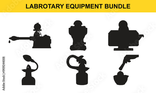 Labrotary equipment bundle silhouette laboratory equipment set